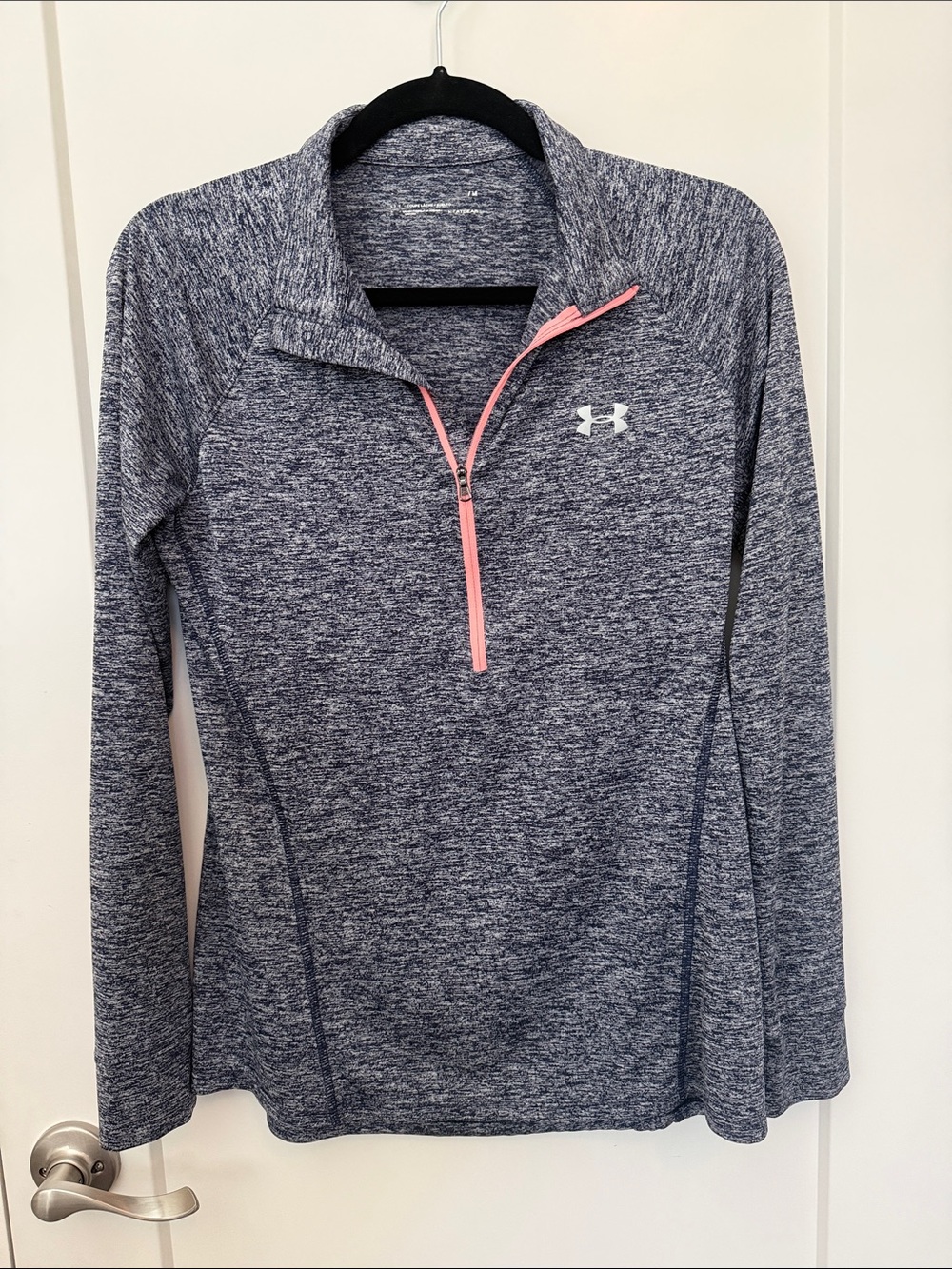 Under Armour Navy Heather Quarter-Zip Pullover with Pink Zipper